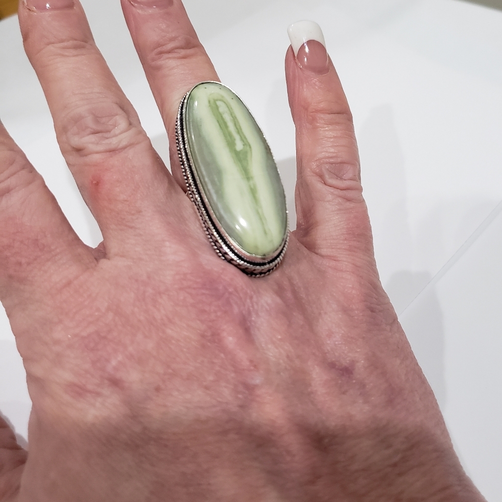 Larsonite Gemstone, 925 Silver Ring - image 5